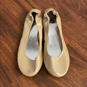 Taupe Leather Ballet Slipper